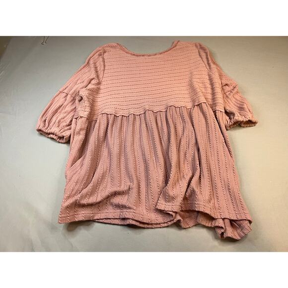 GiGio USA Women’s Textured Pink Mauve Knit Babydoll Top Size M - Picture 5 of 6
